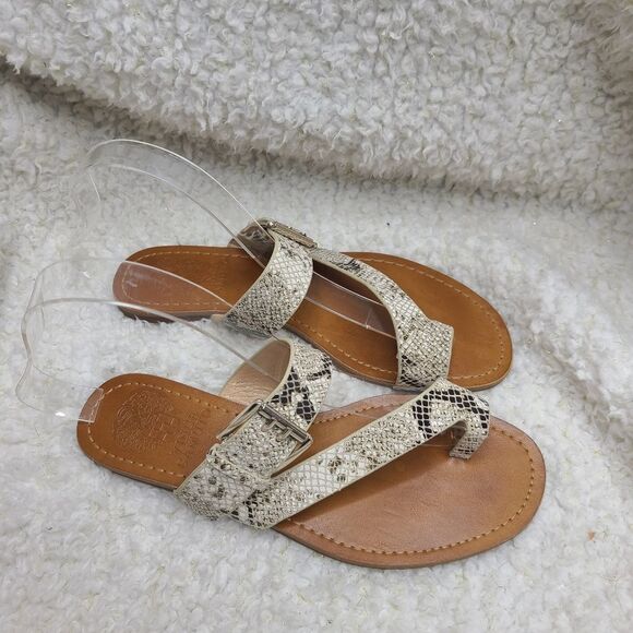 Vince Camuto Tadd Snakeskin Pattern Leather Flat Sandals sz 6 - Picture 2 of 6